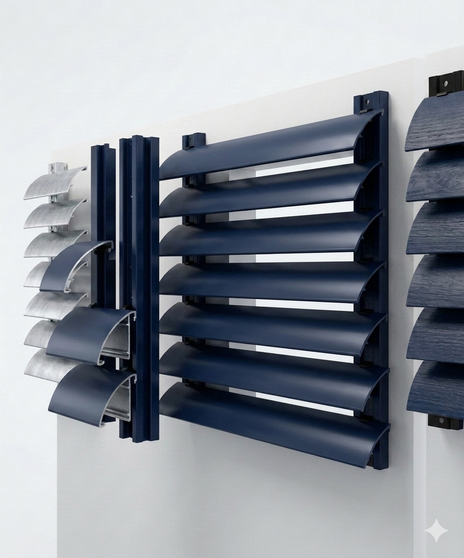 84R cladding louver system - modern architectural facade design by Yashvi Infra Co