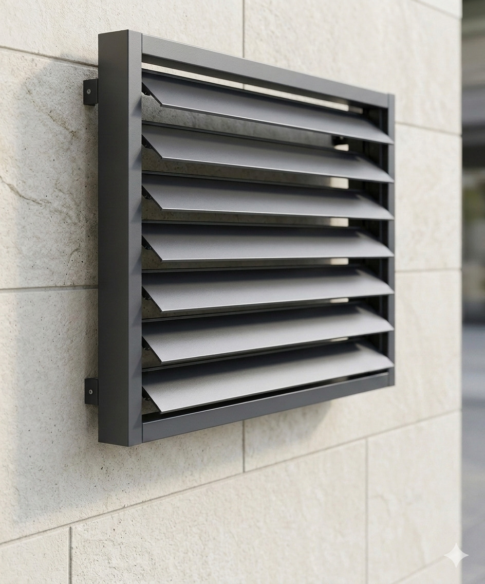 H-3 slanted louver system - high-performance aluminum cladding design by Yashvi Infra Co