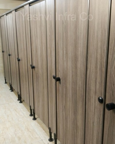 HPL high-pressure laminate cubicle toilet partition system by Yashvi Infra Co