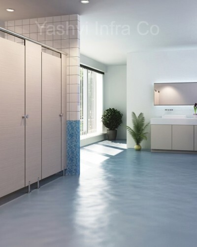 Laminate finish cubicle toilet partition with modern design options by Yashvi Infra Co