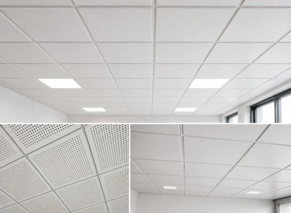 Plain perforated metal lay-in ceiling tile 600x600mm for office — Yashvi Infra Co Ahmedabad