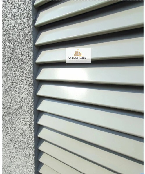 SL-4 slanted louver system - angled aluminum/galvanized iron blade design by Yashvi Infra Co