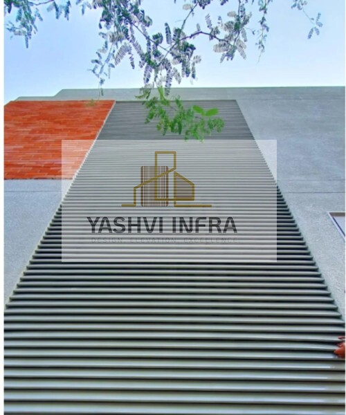 SL-5 slanted louver system - angled blade design for building cladding by Yashvi Infra Co