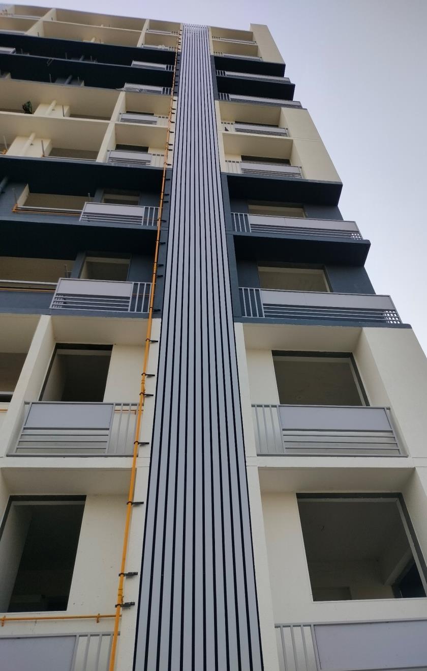 P50 pitch louver system installed on commercial building — Yashvi Infra Co Ahmedabad Gujarat
